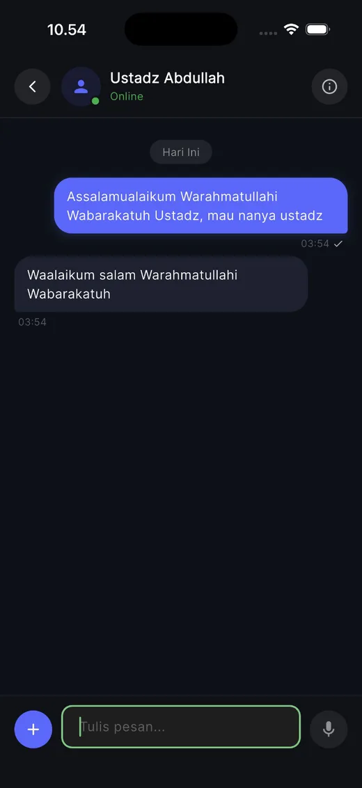 Chat satu lawan satu dengan ustadz di iMosque